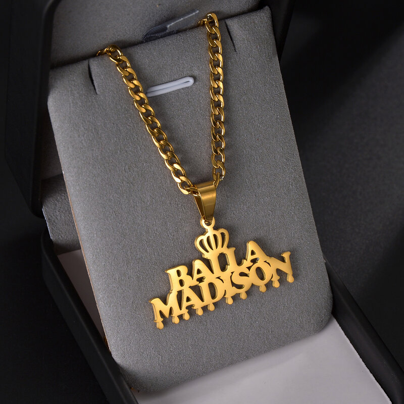 Atoztide LC collana con ciondolo personalizzato con nomi personalizzati in acciaio inossidabile catena spessa cubana per uomo donna regalo di gioielli di compleanno