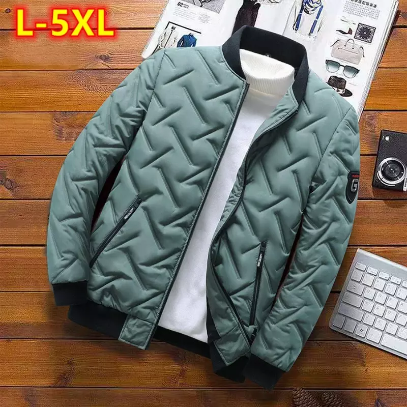 Jaqueta casual de algodão acolchoada masculina, moda streetwear coreana, casacos com gola alta, para outono e inverno, 4XL, 5XL, nova