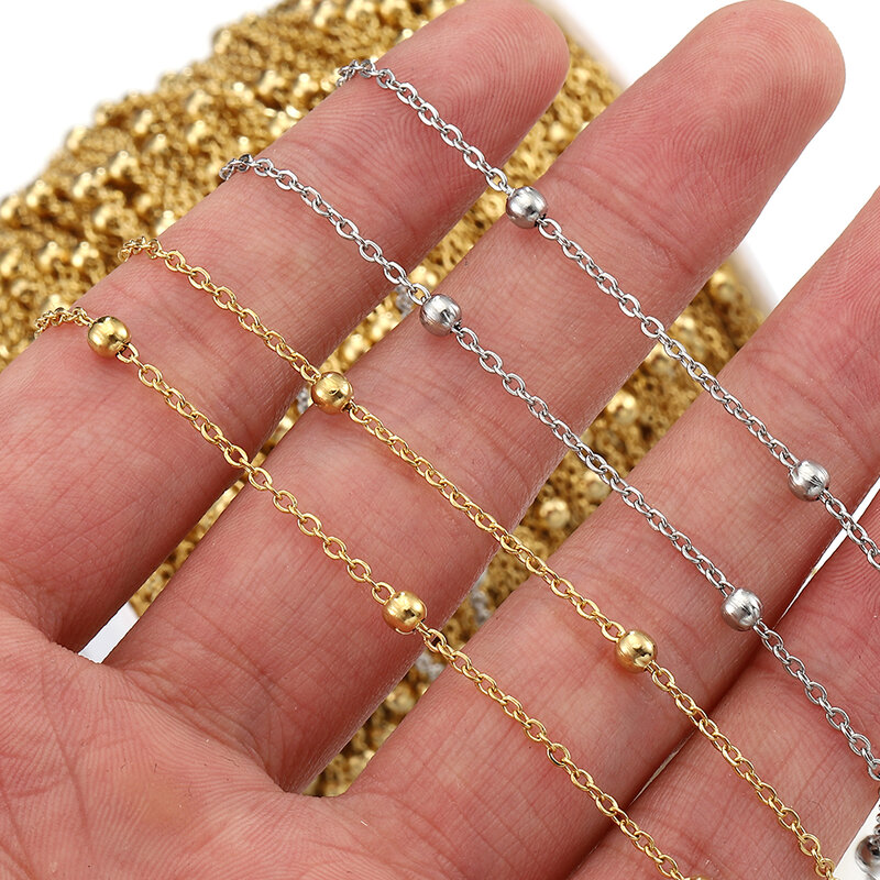Nessuna dissolvenza 2 metri 1 metro catene di perline in acciaio inossidabile per la creazione di gioielli collana fai da te accessori per bracciali catena a sfera fatta a mano