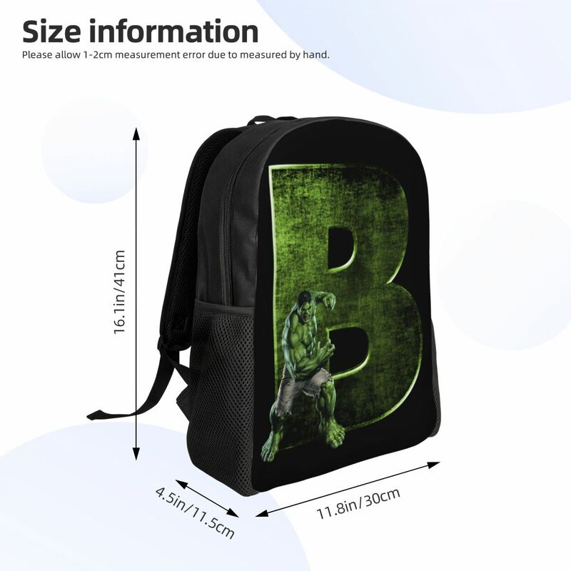 Рюкзак для ноутбука с супергероями на заказ для женщин и мужчин, базовая зеленая сумка для учеников школы и колледжа, Халк