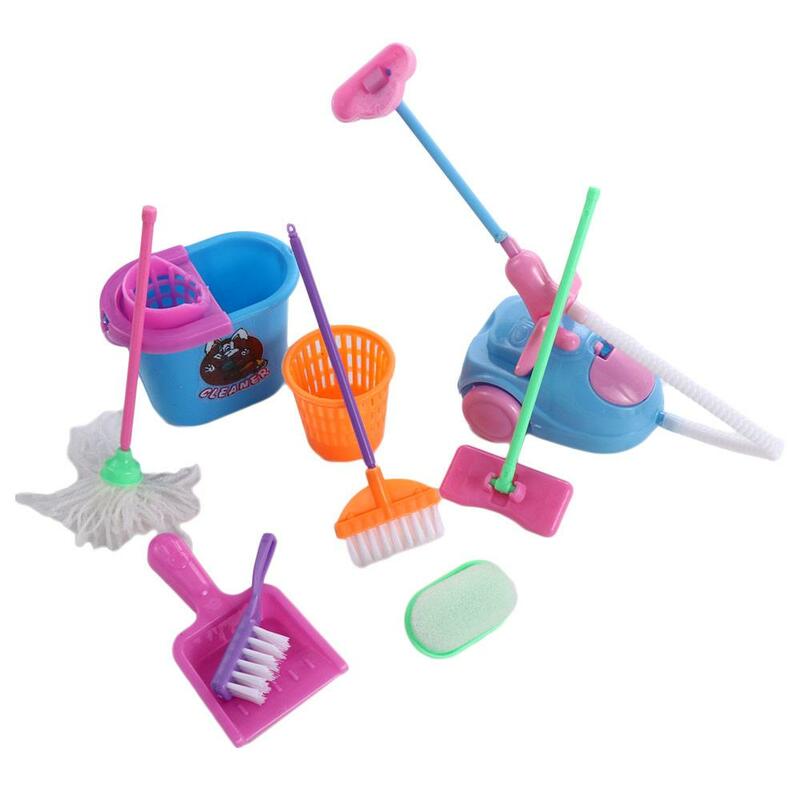 인형의 집 가구 플라스틱 미니어처 세척 도구. 가구 장난감, 가정용 청소 도구, 미니어처 청소 도구