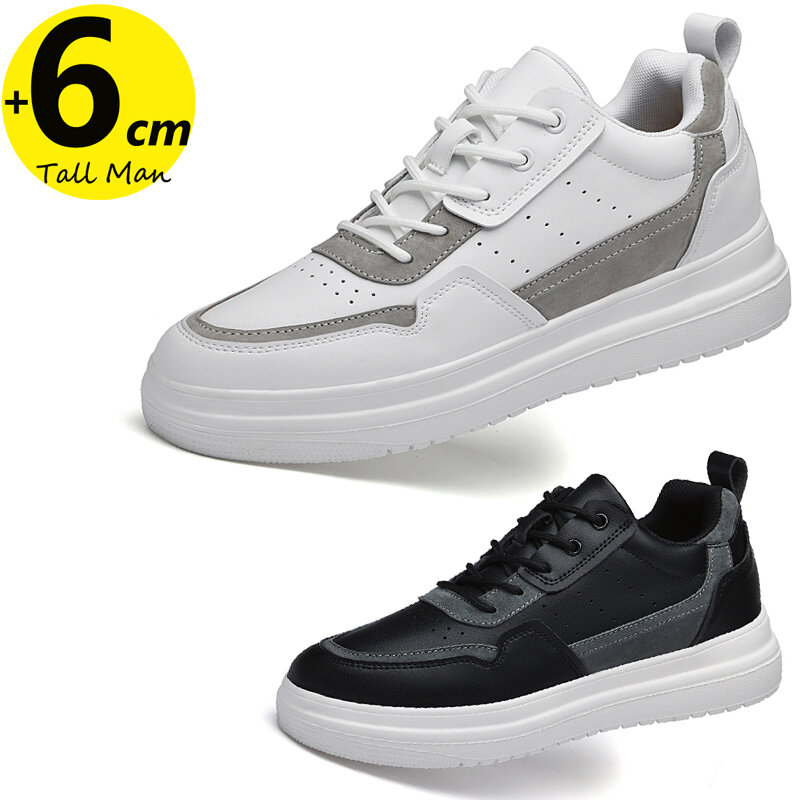 Sports Sneakers Men Elevator Height Increase Insole 6cm Man  Leisure Fashion Plus Size 36-44