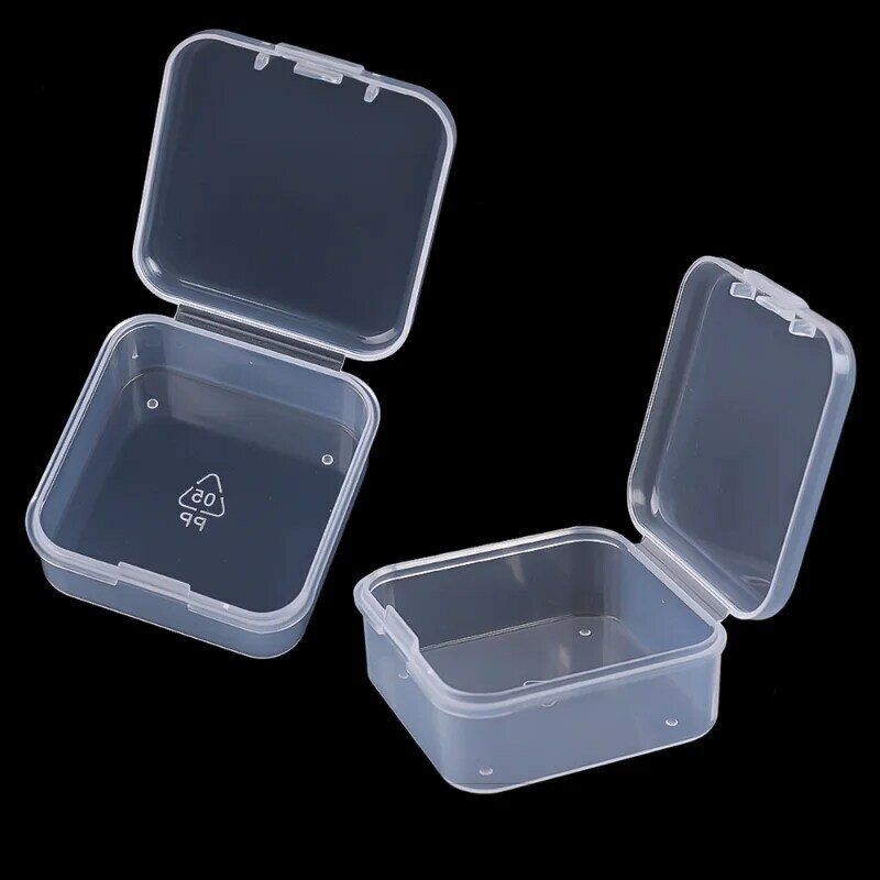 30 pçs quadrado transparente caixa de armazenamento de jóias flip seal plástico à prova de poeira caso de armazenamento clamshell jóias packag exibir recipiente