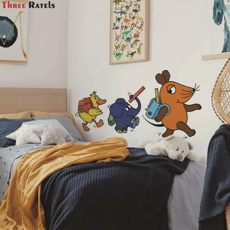 Tre Ratels K847 adesivi murali per Mouse per camera da letto autoadesivi decorazioni per la casa soggiorno 3d Cartoon Animal Wall Art decalcomanie