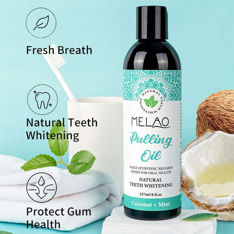 237ML Coconut Mint Pulling Oil Mouthwash Alcohol-free Mouth Teeth Oral Care Health Fresh Whitening Breath new hot