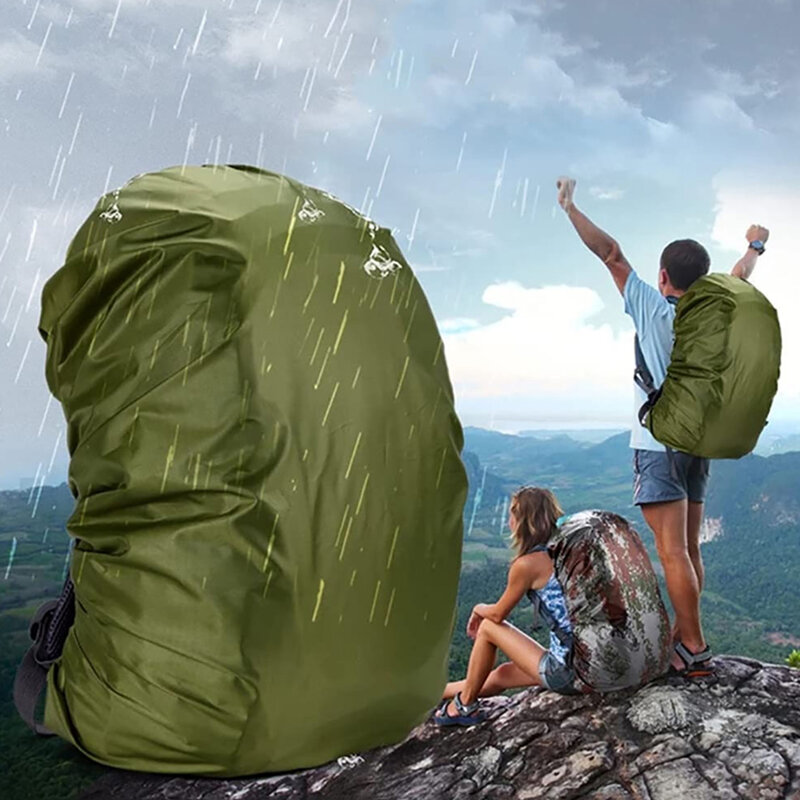Capa de chuva impermeável mochila resistente a lágrimas, Fivela ajustável, Capa de bolsa de escalada ao ar livre, 3 camadas, 25 a 80l, 1pc