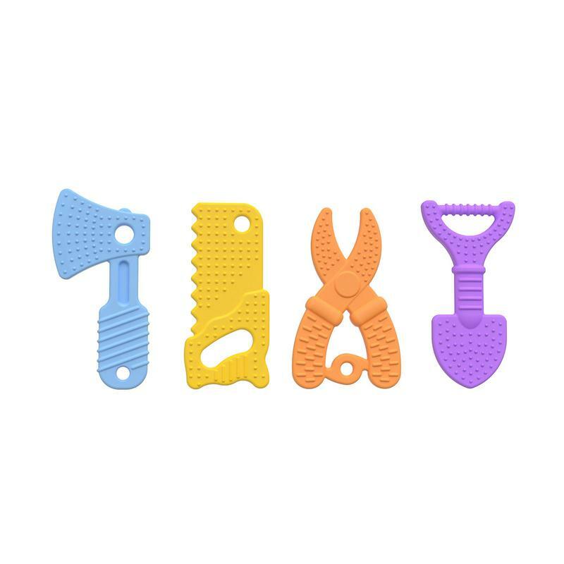 Juguetes de dentición para niños pequeños, 4 piezas, martillo, llave inglesa, alicates, mordedores para aliviar la dentición, grado alimenticio, baño sensorial, juguetes para masticar