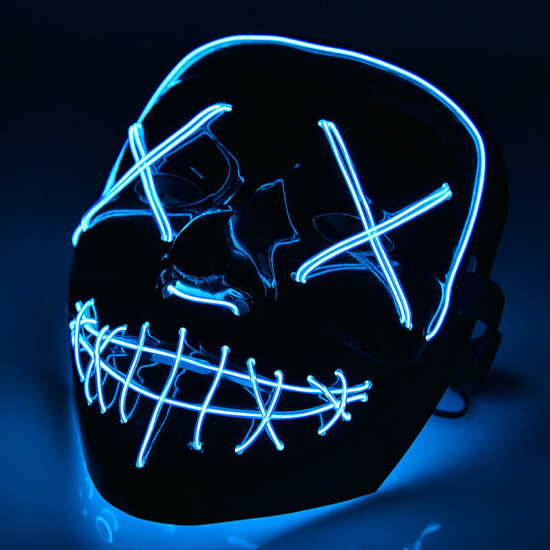 Mascarillas de neón para Halloween, máscara de neón Led, luz de máscara para fiestas de Mascarada, que brilla en la oscuridad, regalos