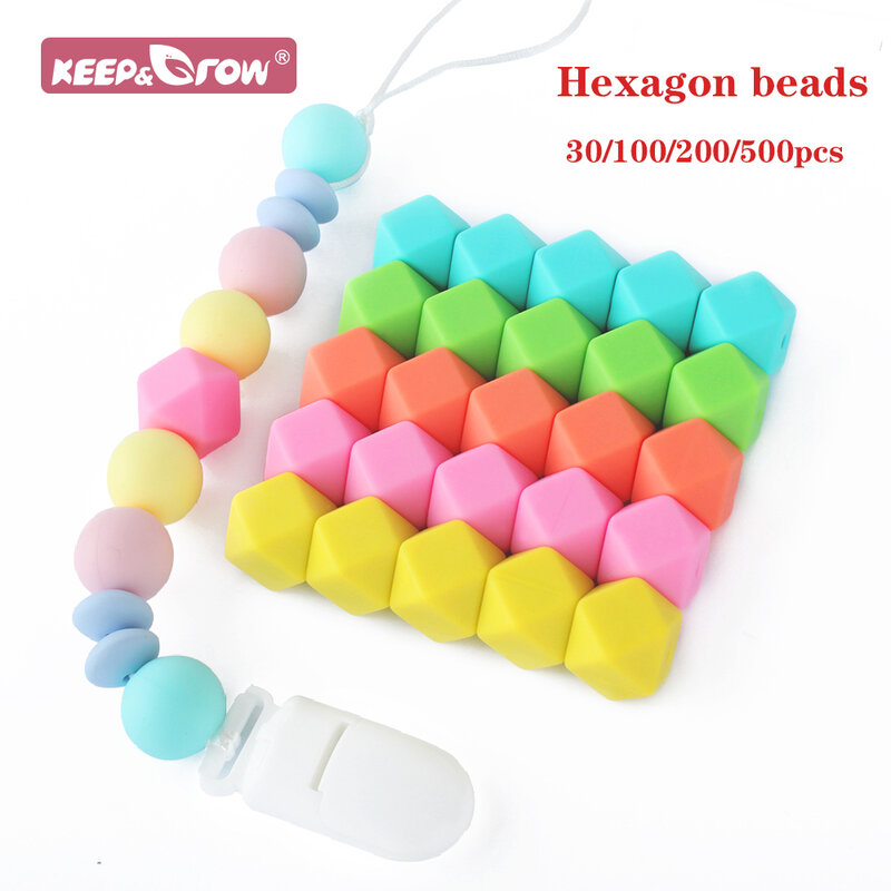 30/100/200/500 stücke 14mm Mini Hexagon silikon perlen Baby Beißring BPA Frei DIY Halskette schnuller Kette Baby Zahnen Pflege Infant