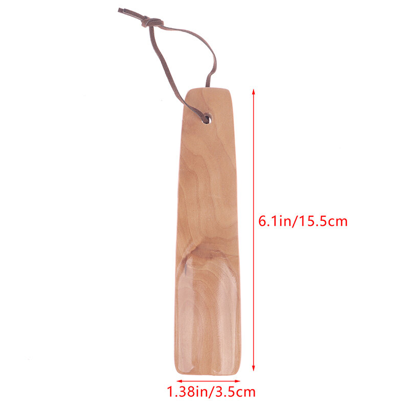 1PCS Portable Natural Wooden Shoe Horn Shoe Lifter Handle 15.5cm Solid Wood Short Handle Shoehorn Shoe Puller Accessories