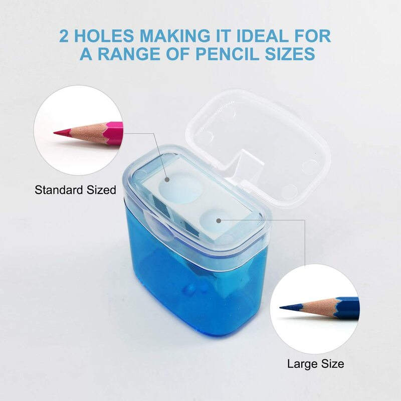 Ручная точилка для карандашей, цветная компактная точилка с двумя отверстиями и крышкой для детей и взрослых, портативная точилка для карандашей