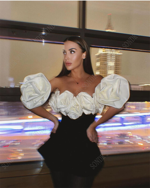 SONDR Sexy Strapless Short Formal Evening Dresses Women Dubai Celebrity Dress Short Sleeves Cocktail Prom Gowns Party Vestidos