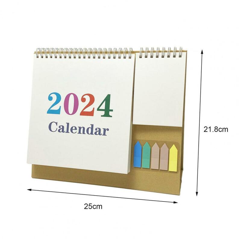 Calendario de escritorio 2024 con etiquetas de bloc de notas de bolsillo, planificador de horario mensual para el hogar, oficina, escuela, doble cable, 2024