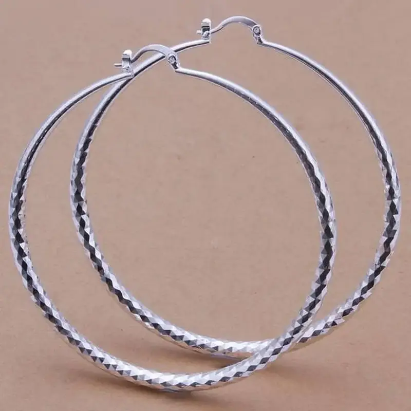 Pendientes de plata de ley 925 de alta calidad para mujer, joyería de círculo grande, diseño de moda Noble, hermoso encanto, 7cm