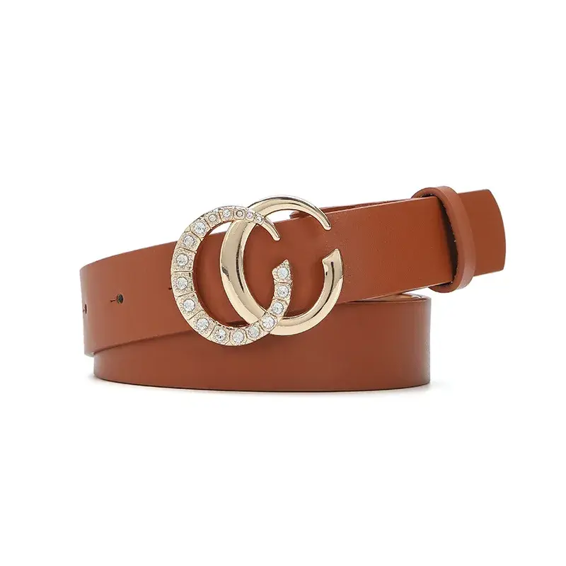 2024 new Women's Leather Belt Accessory: Antique Silver Double C-Ring Buckle