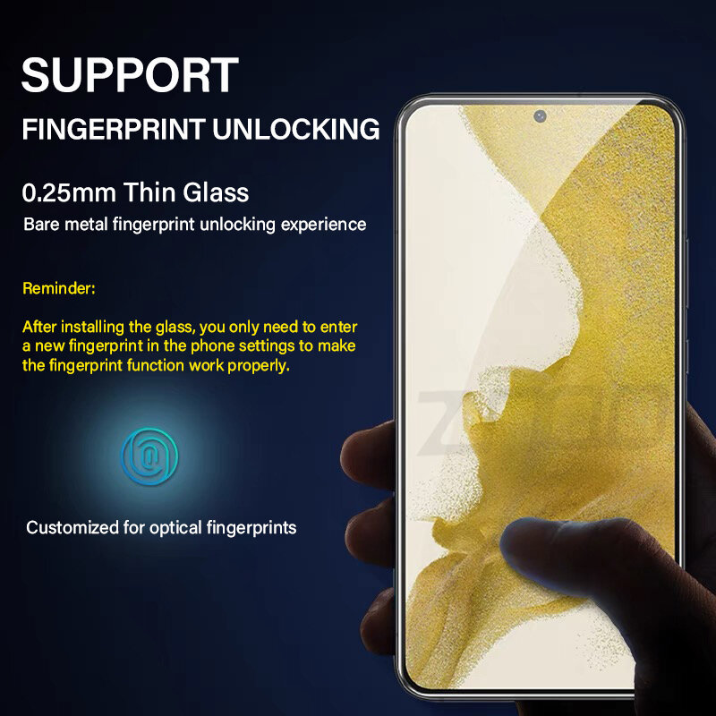 2 шт. закаленное стекло для Samsung Galaxy S21 S22 S23 Plus S24 ультра защита для экрана разблокировка по отпечатку пальца Galaxy S21 S20 FE стекло