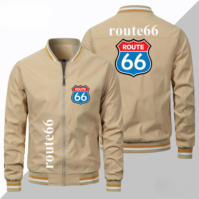 Spring and Autumn European Large Size Jacket Trendy Men's Route 66 Jacket Sports Outer Men's Baseball Uniform Car Logo Jacket