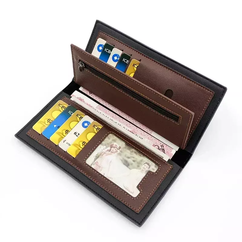 Удобный мужской длинный кошелек деловой цветной контрастный многопозиционный мужской кожаный кошелек мягкий изящный мужской кошелек с карманом для монет для путешествий