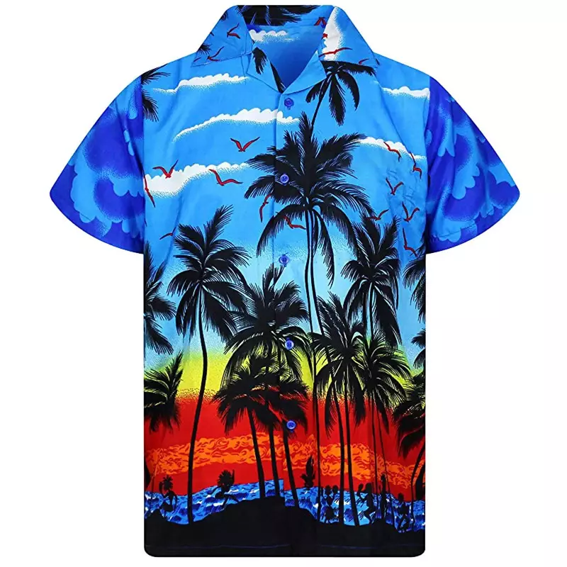 Camicia da uomo hawaiana estiva allentata moda Casual stampata in 3D da spiaggia monopetto con colletto Guba top vestiti estivi