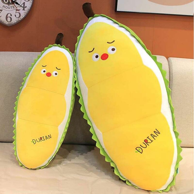 Durian-juguete de peluche de pollito amarillo para niños y niñas, lindo relleno de fruta, almohada larga de plumón de algodón, comida divertida, regalos