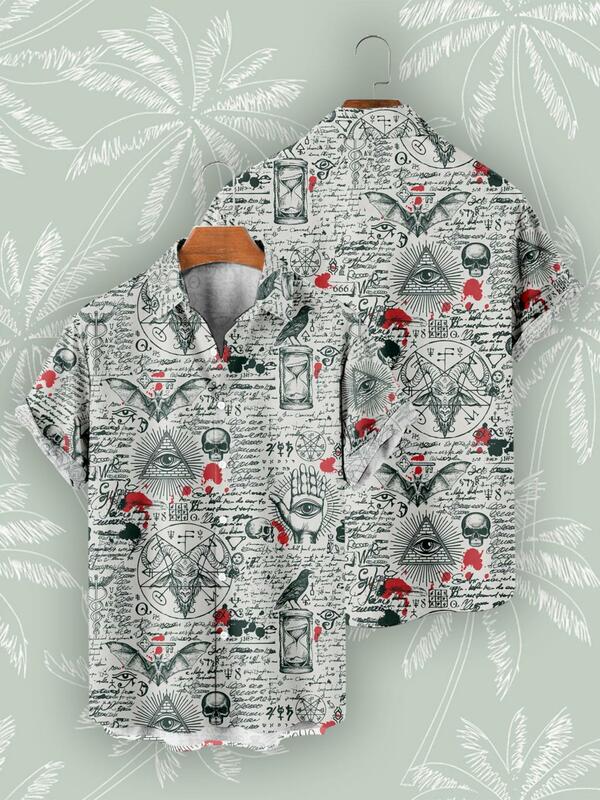 Hawaii-Hemden für Herren Schädel Sommer lässig Kurzarm y2k hochwertige übergroße Streetwear Vintage Beach Tops Kleidung
