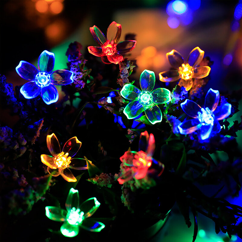 سلسلة أضواء زهور شمسية ، مقاومة للماء ، تعمل بالبطارية ، سياج منزلي ، حديقة ، فناء ، ساحة ، ديكورات شجرة عيد الميلاد ، خارجية