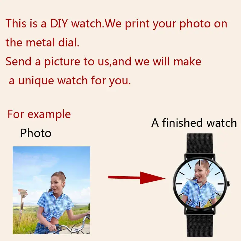 นาฬิกาควอตซ์ A4402ถ่ายภาพแบบทำมือผู้ชายผู้หญิงคนรักนาฬิกาข้อมือควอทซ์ปรับแต่งได้นาฬิกาเฉพาะบุคคลของขวัญดรอปชิป