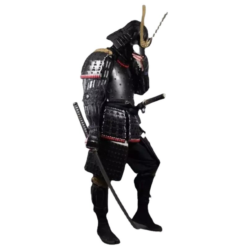 Wysokiej jakości japoński czarny samuraj zbroja Imperial Bushi tousei-gusoku stal walcowana na zimno japonia wojownik zbroja kask poręczny