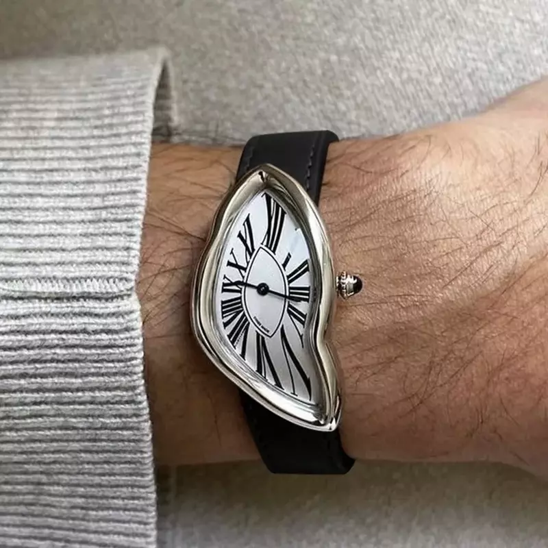 Jam tangan mewah desain fokus kecil INS canggih merek tren mode pria Y2K Swiss lilitan tidak beraturan