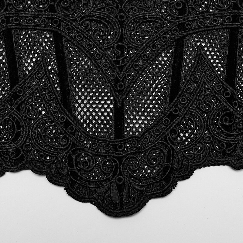 PUNK RAVE-Décalcomanies gothiques en maille creuse et dentelle pour femmes, corset, ruban de velours à l'arrière, accessoires de club, environnement taille large