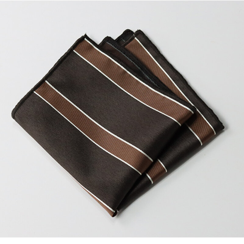 Brown Color Pocket Square For Men Adult Striped Paisley Floral Handkerchief Formal Dress Suit Accessory Navy Solid Hanky Cravat