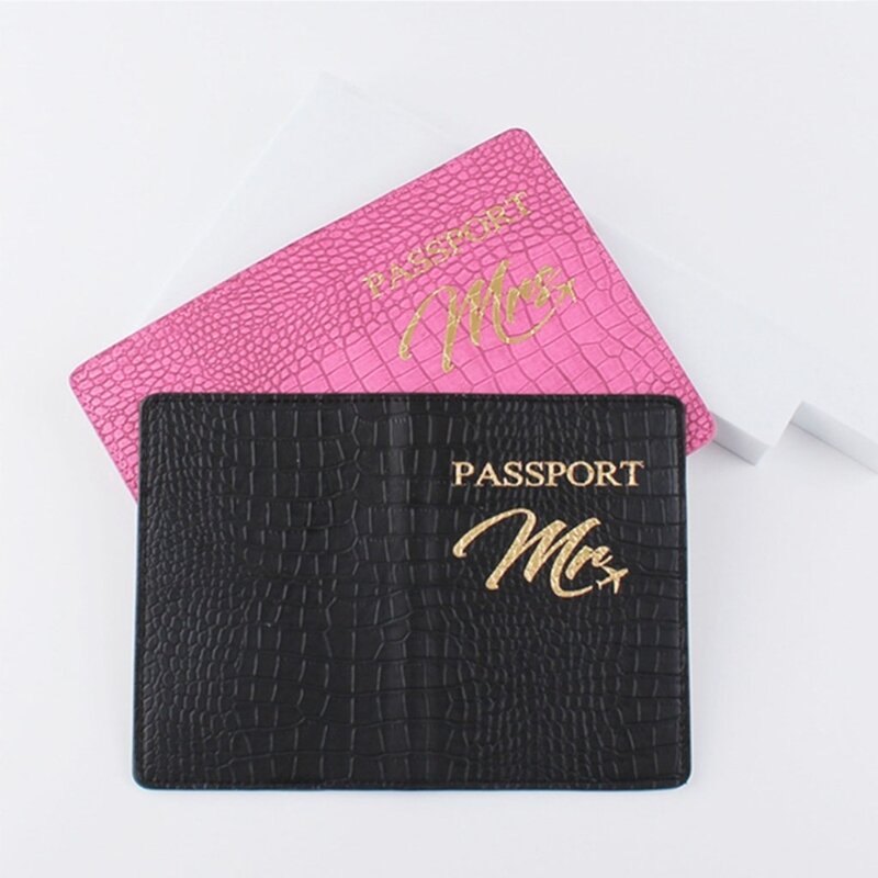 Capa para passaporte couro PU com padrão crocodilo, protetor cartão crédito para