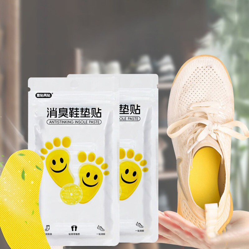 10 buah/kantong penghilang bau kaki, sepatu olahraga pencegahan keringat kaki sol dalam Bau pasta Lemon segar deodoran