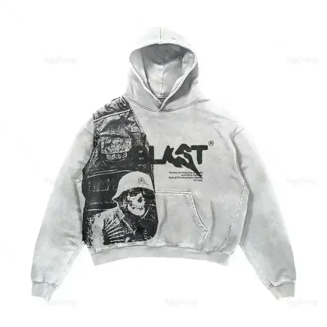 Hoodie motif manusia, hoodie motif manusia, hoodie gaya Amerika, hoodie hip hop longgar, kaus Gotik kasual y2k, untuk pria dan wanita