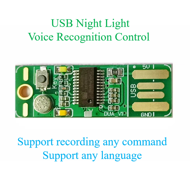 وحدة التحكم في التعرف على الصوت ، ضوء ليلي USB ، التحكم في التعرف على الصوت ، DUA V1 ، دعم السجلات ، أي تسجيل باللغة ، E