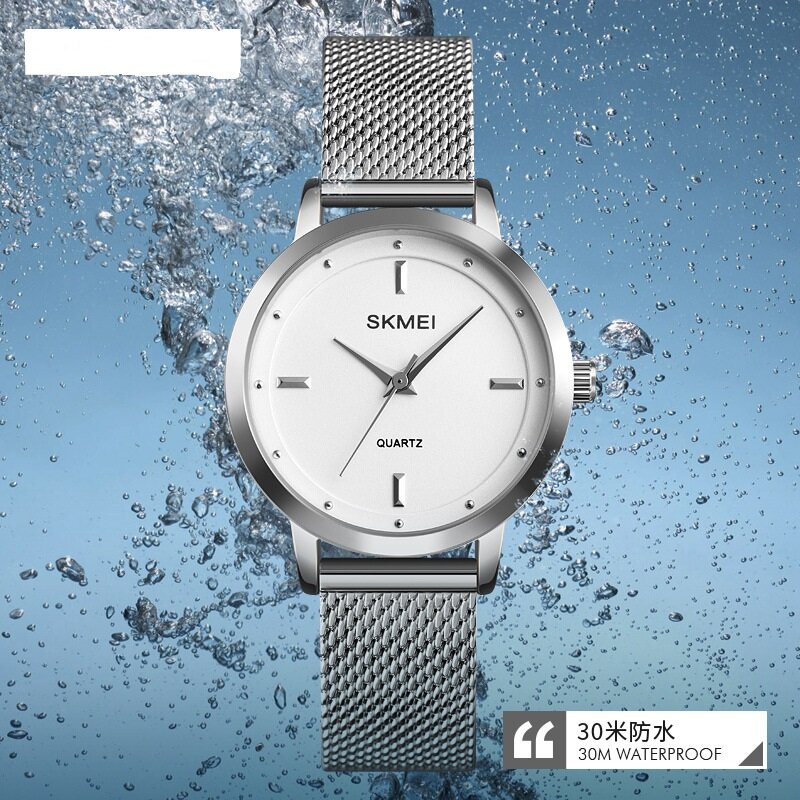 女性のためのシンプルなデザインのクォーツ時計,ステンレス鋼の腕時計,メッシュ,耐水性