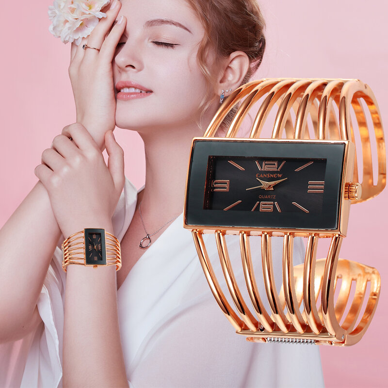 Mulheres de luxo relógio bracelete de aço, senhoras pulseira quartzo relógios de pulso, retângulo pequeno mostrador relógio, moda quente, novo