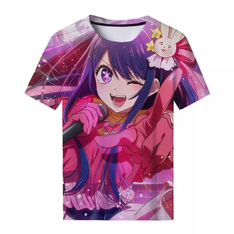 Zomer Nieuw Oshi No Ko Anime Komisch Patroon 3d Geprint Unisex T-Shirt Mode Oversized Trendy Straat Casual Kinder Top
