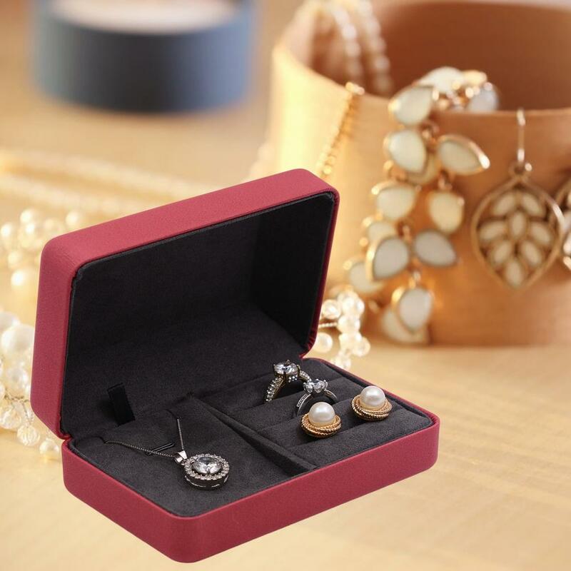 Organizador de collares y anillos compacto, caja de almacenamiento de joyería elegante, portátil, estuche de viaje