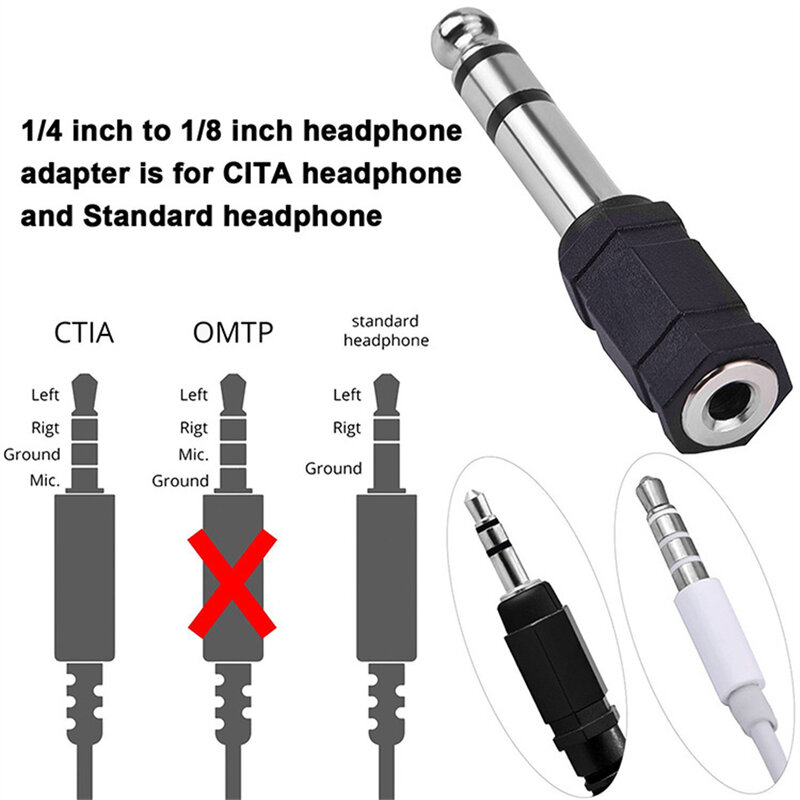 3.5mm Female To 6.35mm Male Stereo Headphone Audio Adaptor Microphone Connector Audio Transfer Accessories