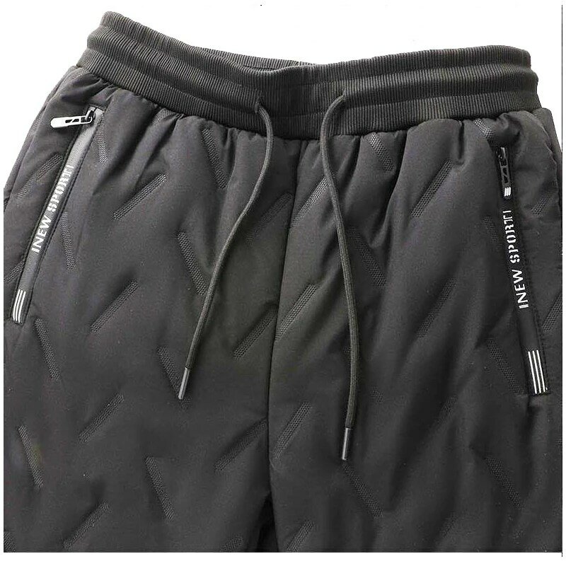 Men Winter Warm Thicken Fleece Pants Outdoors Leisure Windproof Cotton Drawstring Trouser Lambswool Jogging Pants Gym Sweatpant