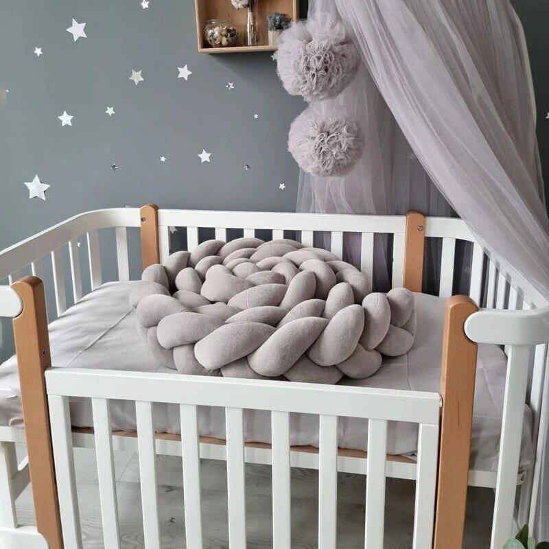 1-4m Bumper bayi tempat tidur kepang simpul bantal bantal Bumper untuk bayi pelindung tempat tidur bayi Bumper ruangan dekorasi tempat tidur Set anyaman tempat tidur
