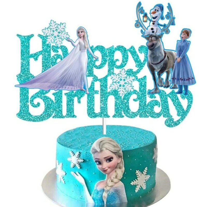 Disney Frozen Elsa decorazioni di compleanno Frozen Queen Anna Baby Shower forniture per feste di matrimonio Kit Cake Topper Cup Cake stoviglie