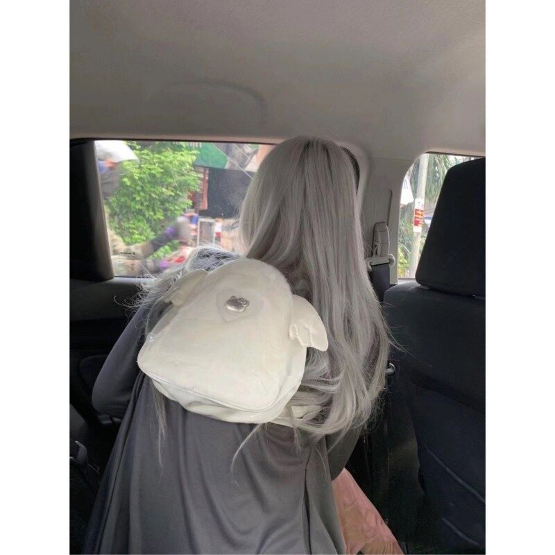 Белый рюкзак с Hello Kitty MBTI для женщин, милый плюшевый Модный маленький рюкзак в стиле Харадзюку, винтажный рюкзак, новинка 2024, повседневная женская сумка