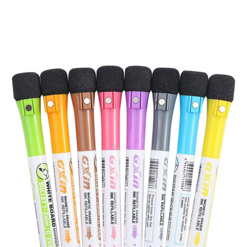 Canetas magnéticas apagáveis Whiteboard, marcadores de tinta seguros, caneta de desenho infantil, caneta graffiti, 8 cores, 1pc