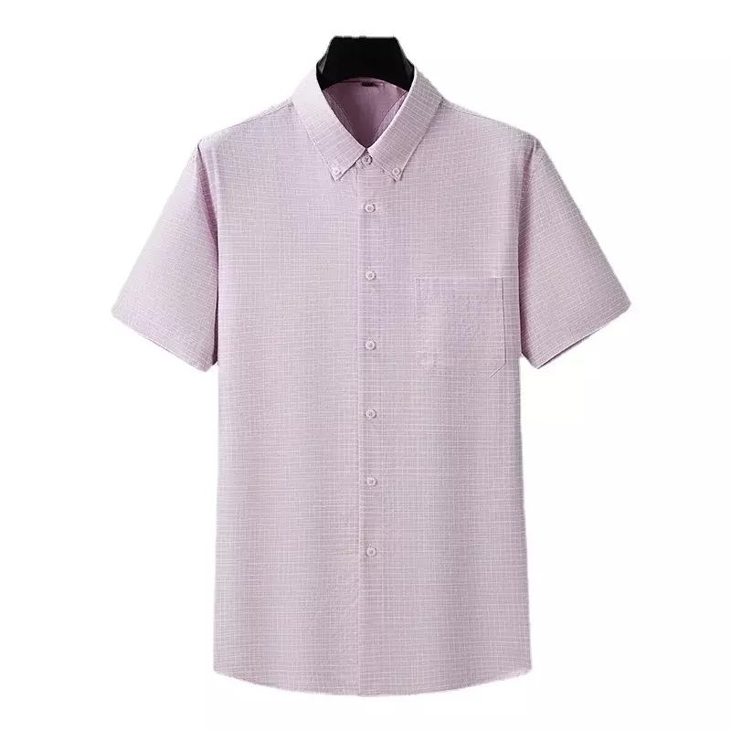 Рубашка мужская в клетку, модная блуза из хлопка, с коротким рукавом, большого размера