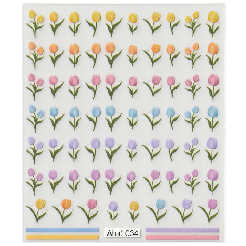 1 Sheet 3D nail Art Stickers Kawaii Colorful Cartoon Cute Bear Rainbow Flower Back Adhesive DIY Manicure Slider Decoration Decal