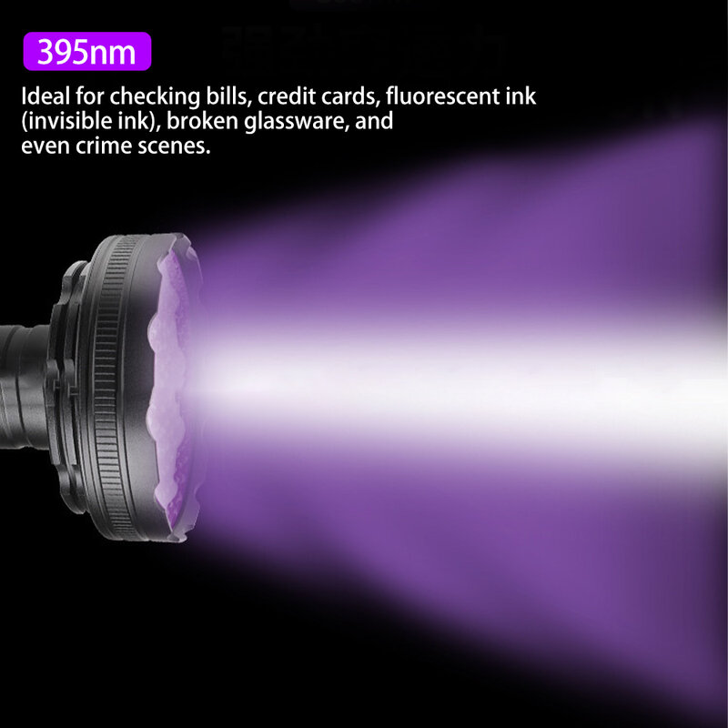 Uv 128led luz roxa ultra violeta uv lanterna led 395nm ultravioleta lanterna led liga de alumínio tocha lâmpada