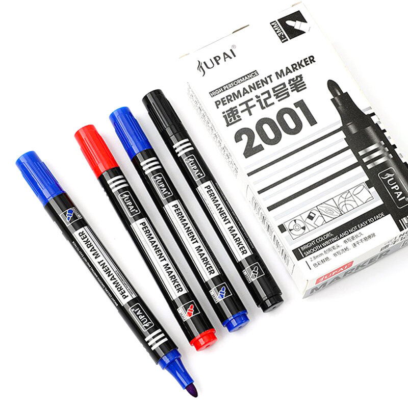 Waterproof Marker Pen Oil Permanent Dual Tip 2.8 mm Nib Black Blue Red Art Marker Pens School Office Stationery