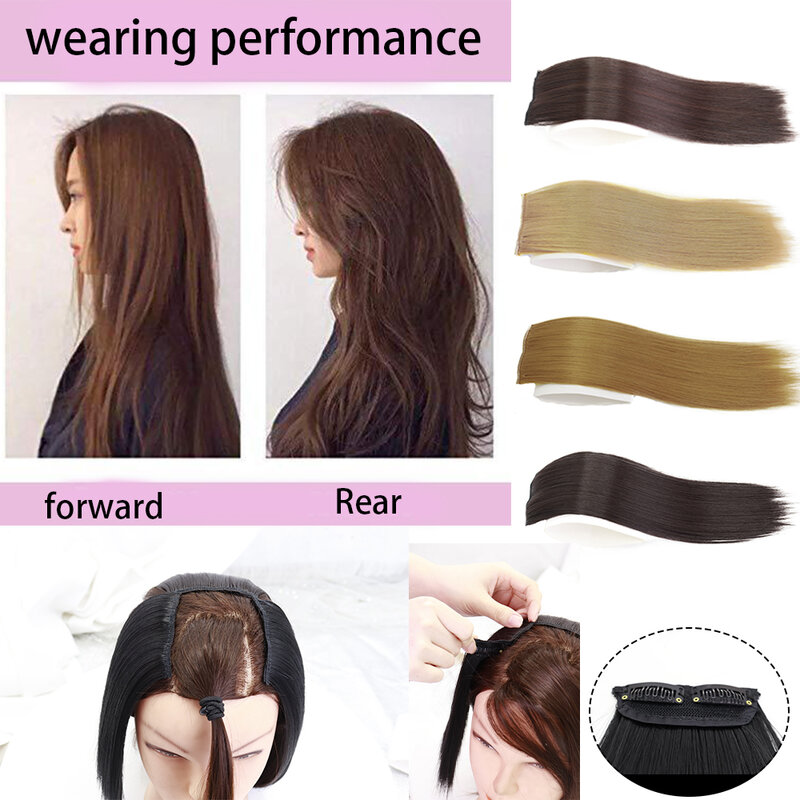 Coussinets de cheveux synthétiques invisibles sans couture, une pièce, 2Clips, pour augmenter le volume des cheveux, Extensions de cheveux, postiche de couverture latérale supérieure